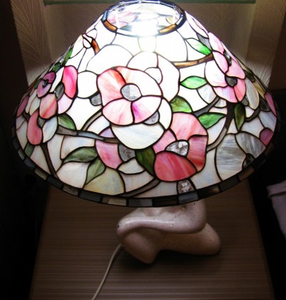 Настольная лампа с расписным плафоном