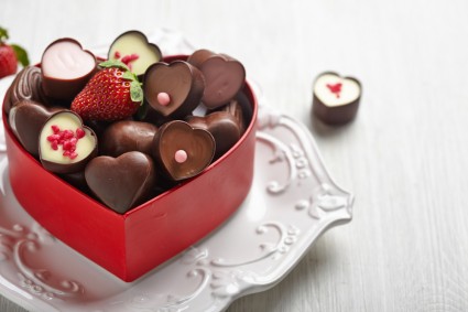 Коробка шоколадных сердечек