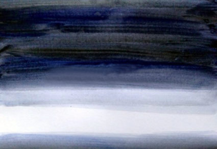 Рисунок «Автобус на улице вечернего города»: чёрно-синее небо (фон)
