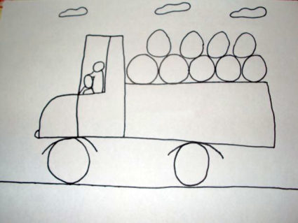 «Грузовик перевозит арбузы» 1 этап рисунка