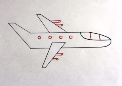 «Военный самолёт» 4 этап рисунка