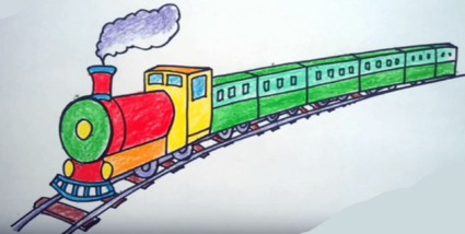 Рисование цветными мелками «Поезд»