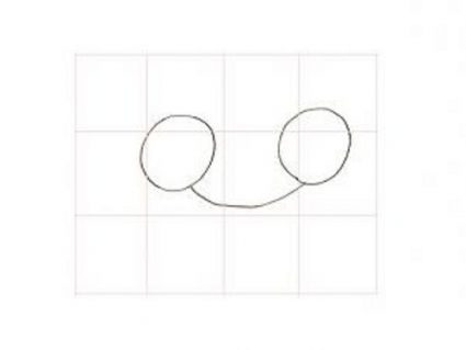 Нужная область поделена на 12 квадратов, нарисованы круги и кривая линия